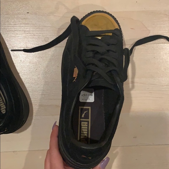 puma suede platform gold
